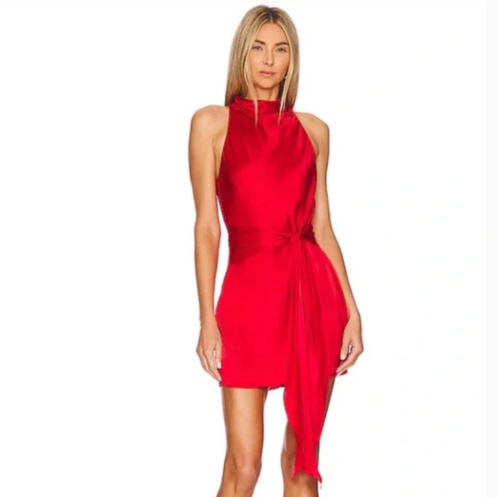 Amanda Uprichard X Revolve Sandrine Mini Dress In Ruby 100% Silk Size Small